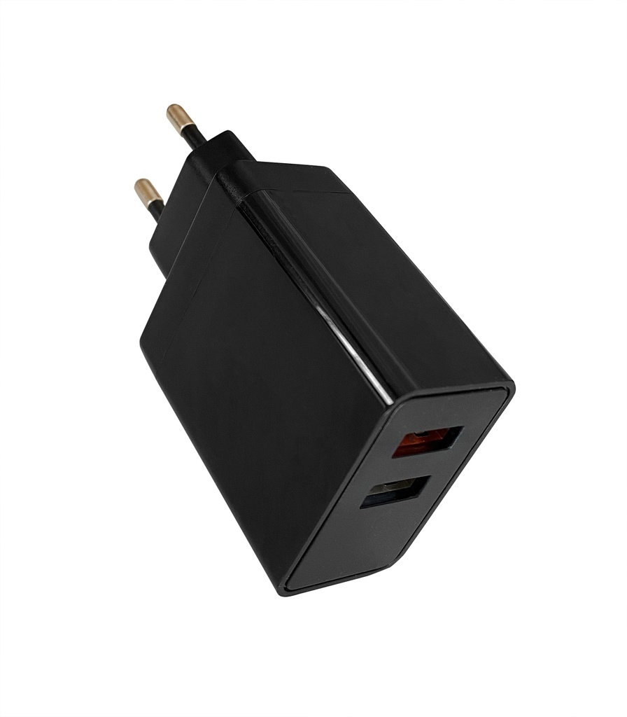 CHARGEUR SECTEUR 2 USB QC3.0 NOIR