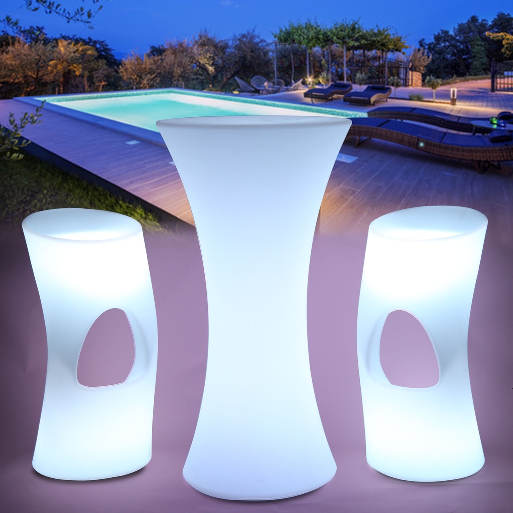 ENSEMBLE TABLE + 2 TABOURETS LUMINEUX