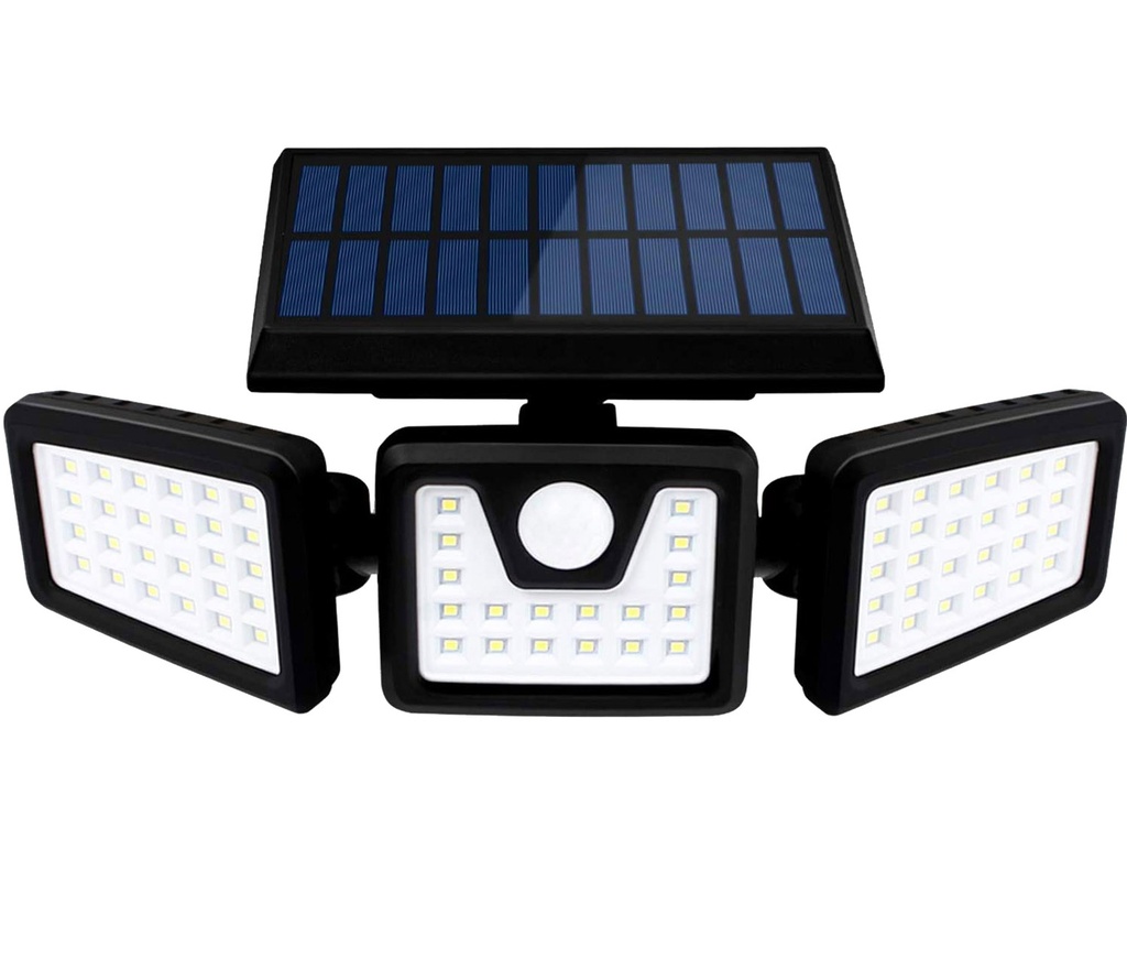 SPOT SOLAIRE 3 TETES AVEC IR 800 LUMENS