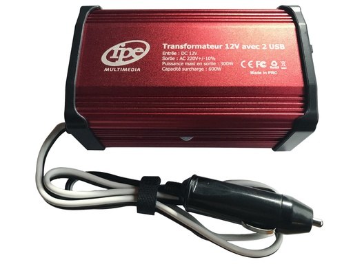 [005590] CONVERTISSEUR 12V 230V 300W + 2 USB