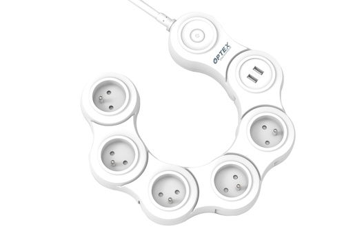 [721894] BLOC 5 PRISES ARTICULEES + 2 USB + INTER